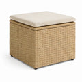 Opbevaringsskammel i PE-rattan med hynde 60 x 60 x 45 cm natur/beige